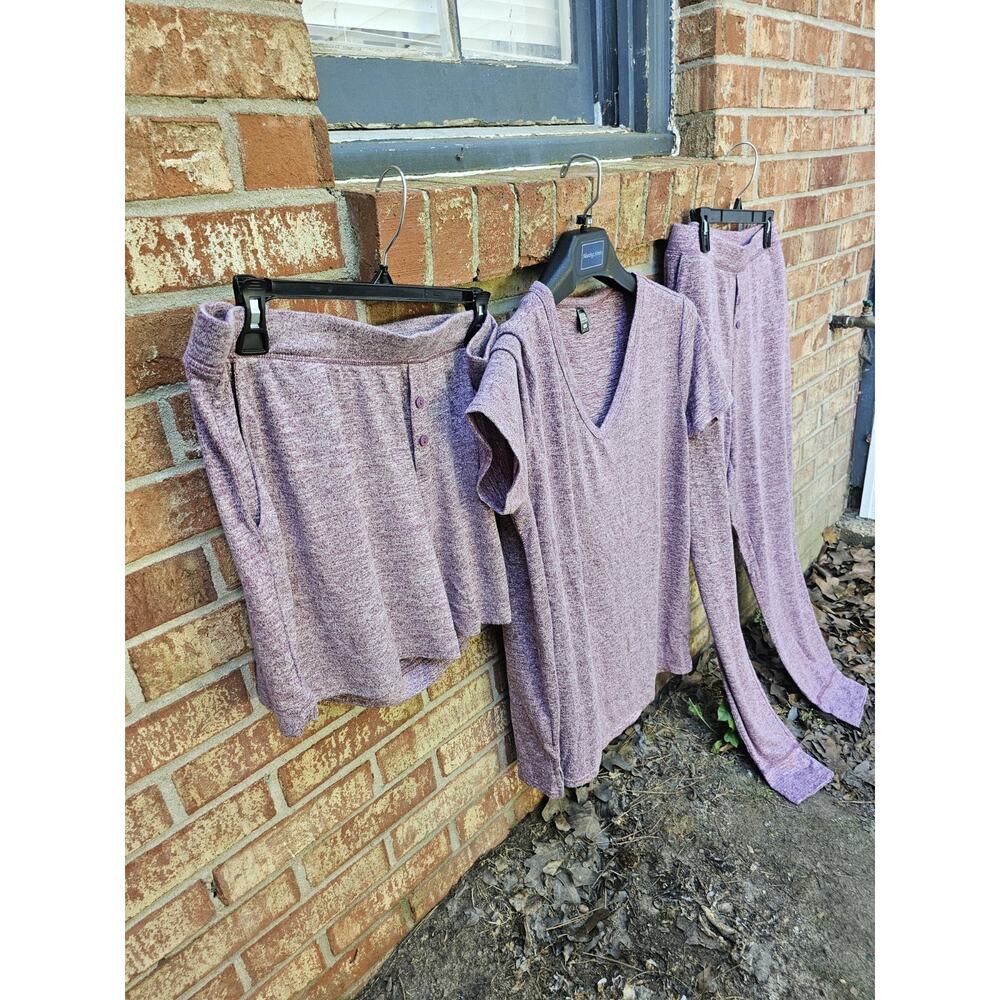 32 Degrees Cool Sleepwear 3 Pc Lounge Set Large Top Shorts Jogger Pajamas Pjs